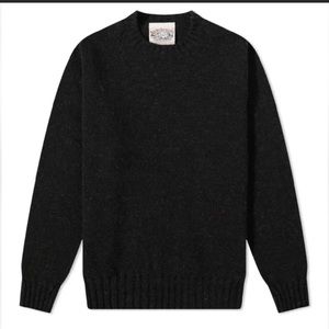 Jamieson's of Shetland Crew Knit in Black Mix, Brand New with Tags